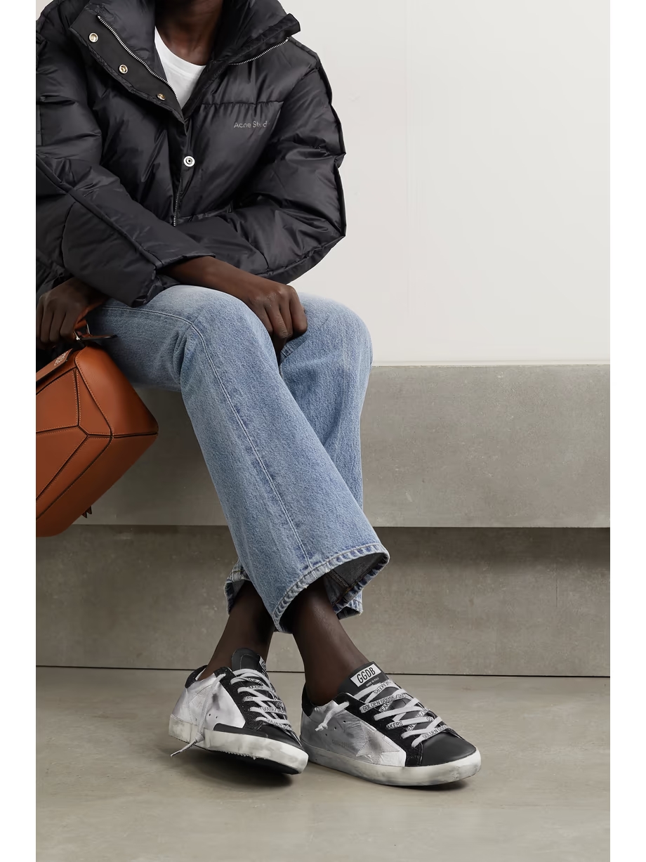 Superstar metallic distressed leather and suede sneakers Superstar metallic distressed leather and suede sneakers