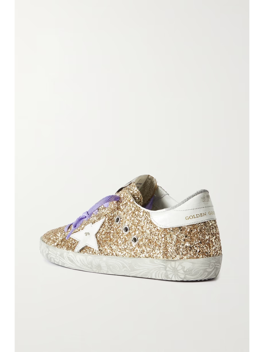 Super-Star distressed glittered leather sneakers Super-Star distressed glittered leather sneakers