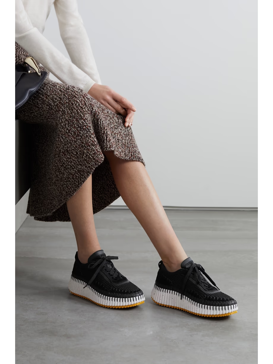 Nama embroidered suede and recycled-mesh sneakers Nama embroidered suede and recycled-mesh sneakers