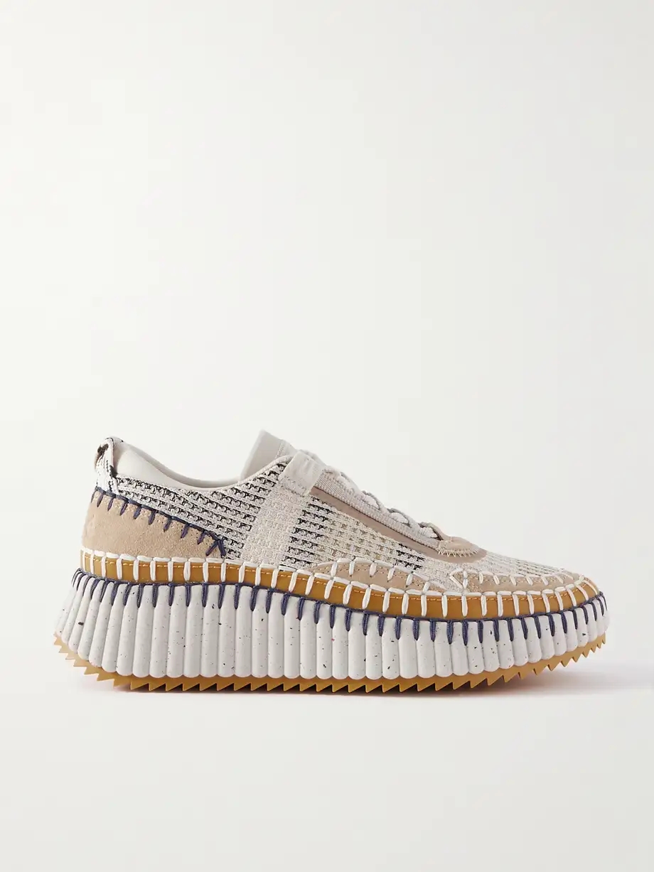 Nama embroidered suede and recycled-mesh sneakers Nama embroidered suede and recycled-mesh sneakers