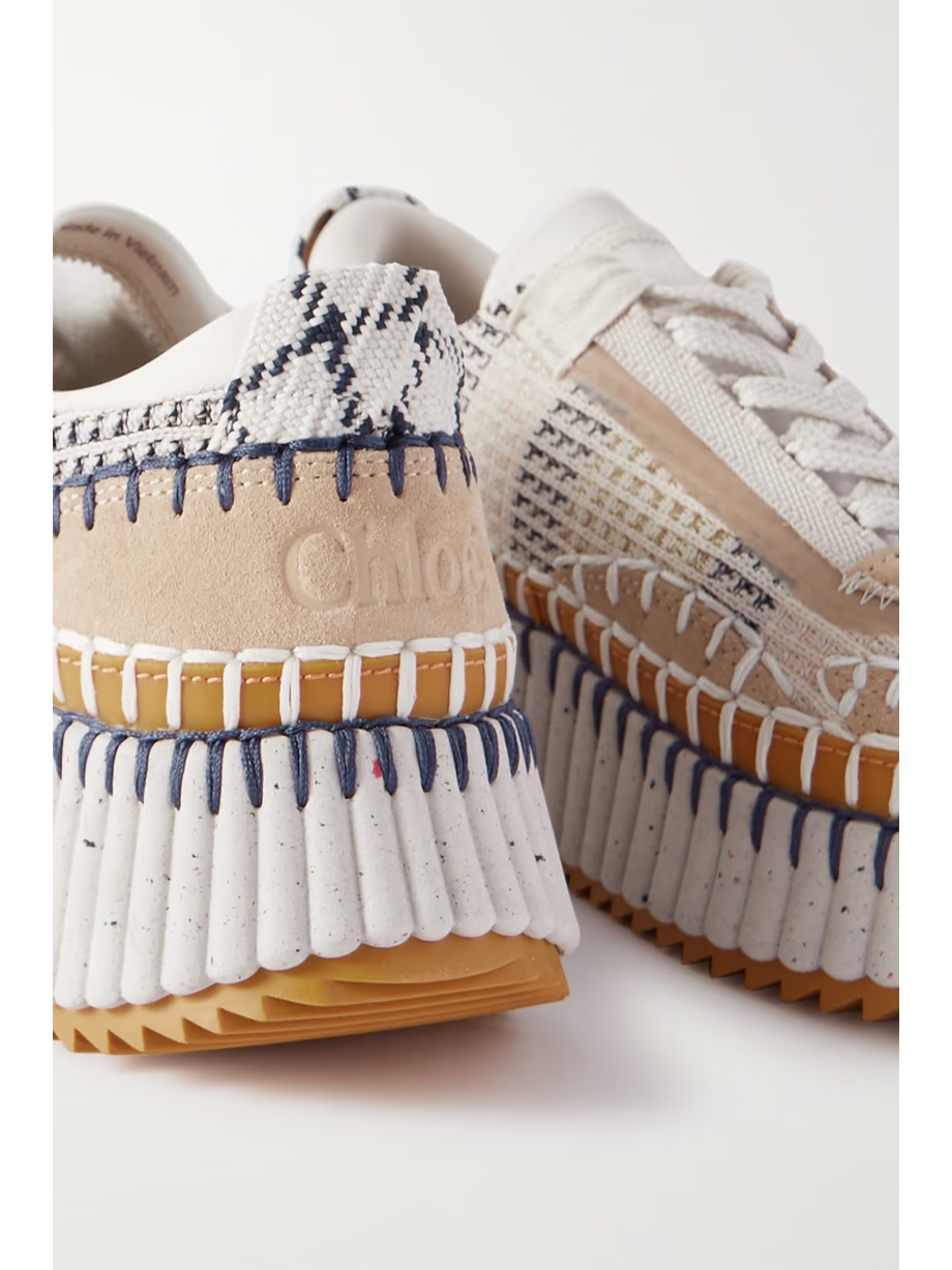 Nama embroidered suede and recycled-mesh sneakers Nama embroidered suede and recycled-mesh sneakers