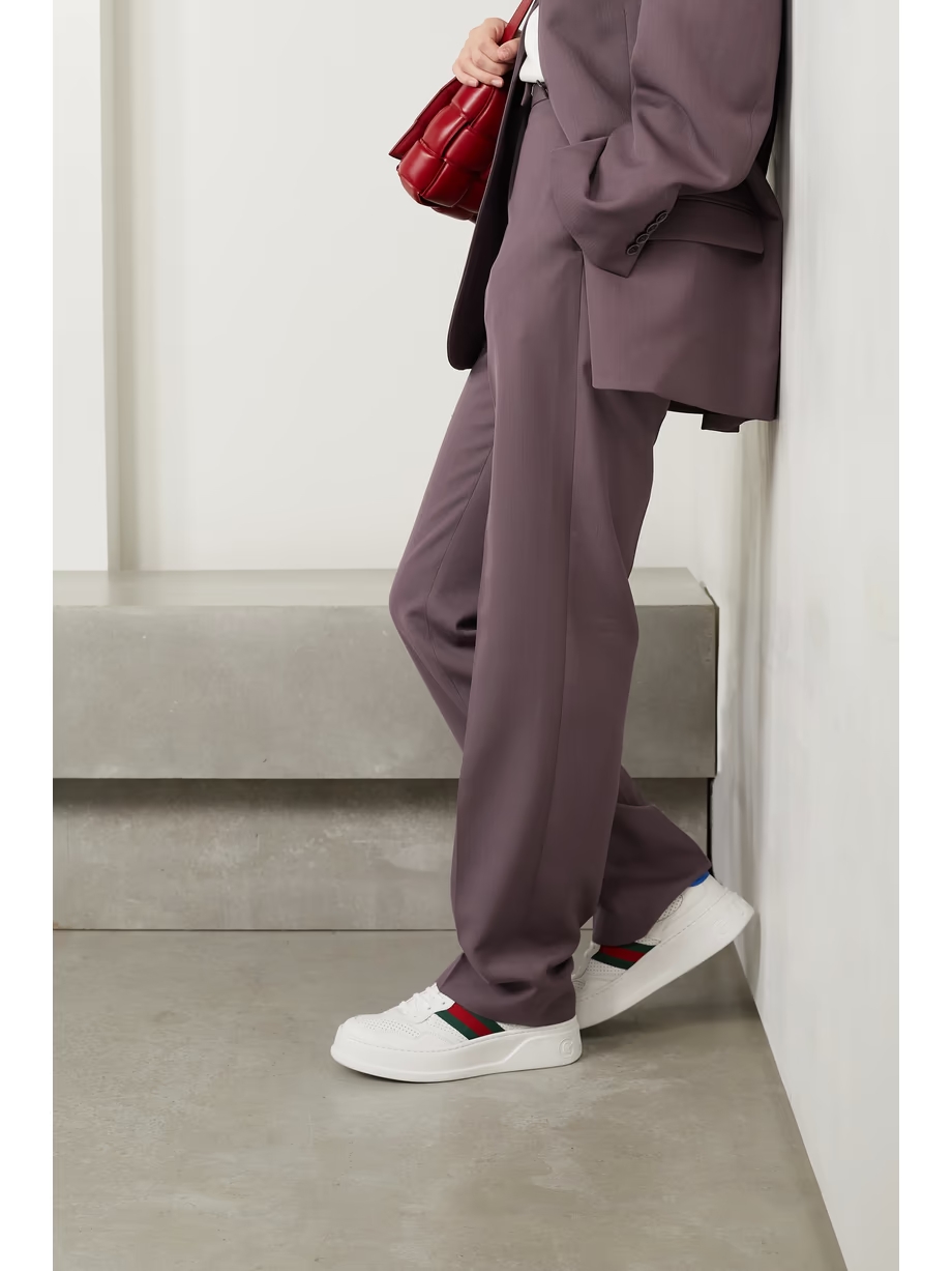 CHUNKY B webbing-trimmed perforated leather sneakers CHUNKY B webbing-trimmed perforated leather sneakers