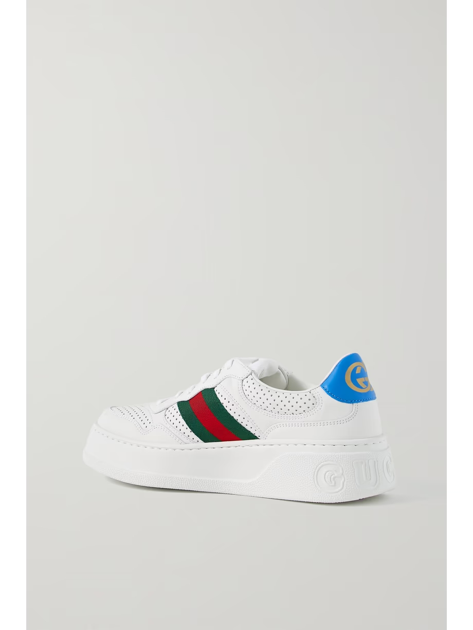 CHUNKY B webbing-trimmed perforated leather sneakers CHUNKY B webbing-trimmed perforated leather sneakers