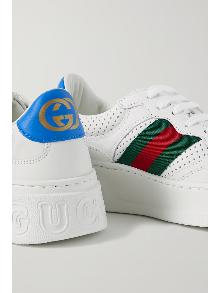 CHUNKY B webbing-trimmed perforated leather sneakers CHUNKY B webbing-trimmed perforated leather sneakers