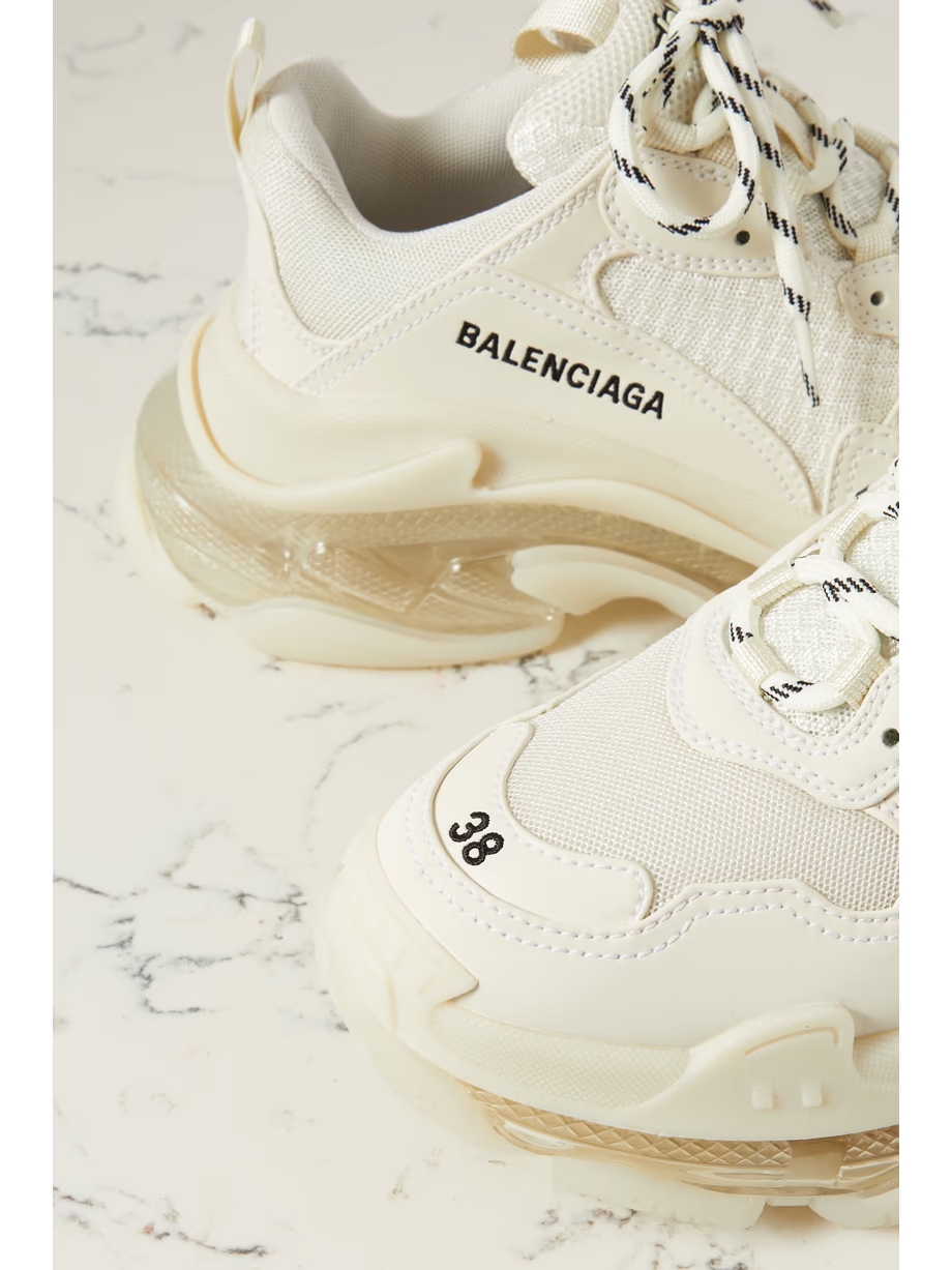 Triple S Clear Sole logo-embroidered faux leather and mesh sneakers Triple S Clear Sole logo-embroidered faux leather and mesh sneakers