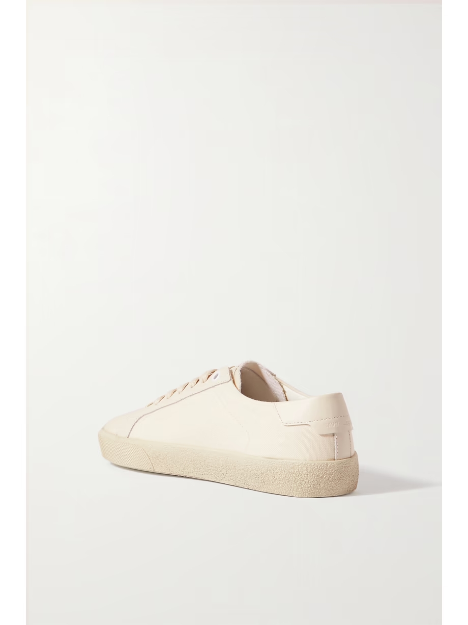 Court Classic distressed logo-embroidered canvas and leather sneakers Court Classic distressed logo-embroidered canvas and leather sneakers