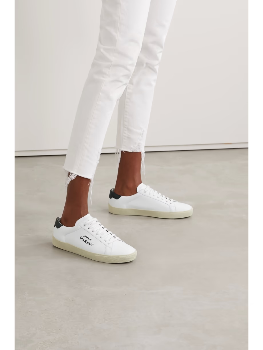 Court Classic logo-embroidered leather sneakers Court Classic logo-embroidered leather sneakers