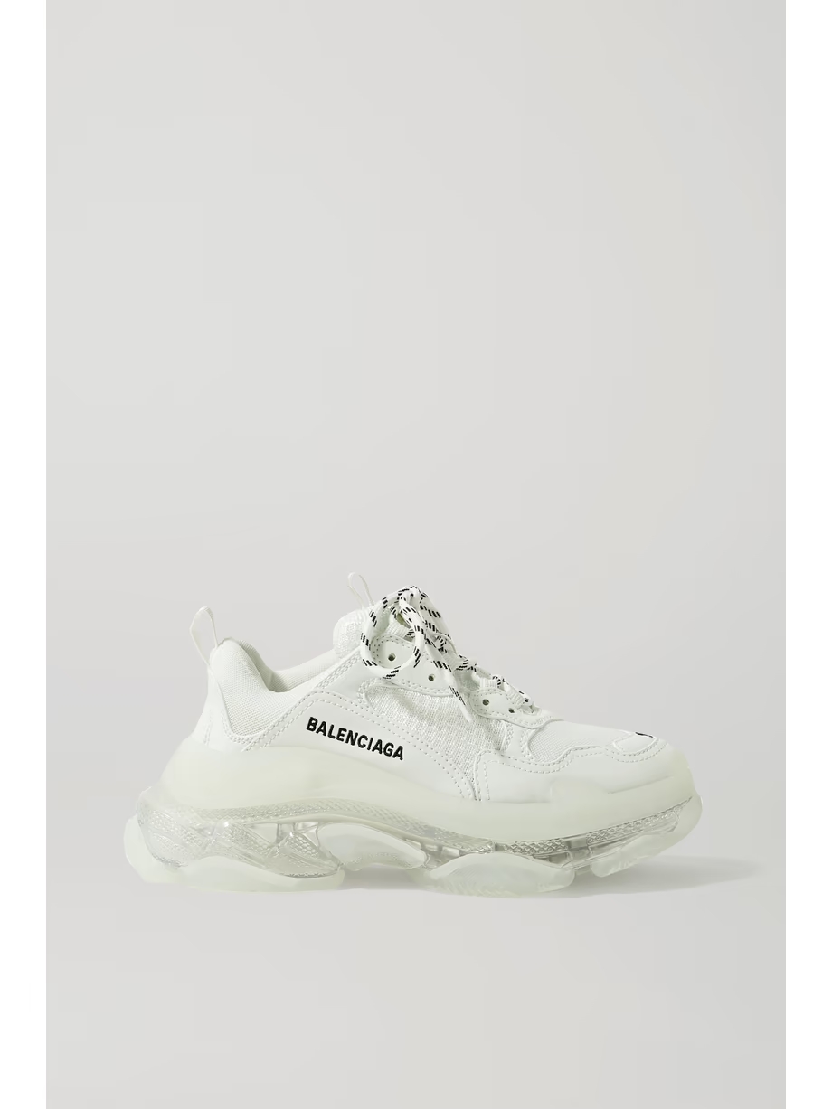 Triple S Clear Sole logo-embroidered leather, nubuck and mesh sneakers Triple S Clear Sole logo-embroidered leather, nubuck and mesh sneakers