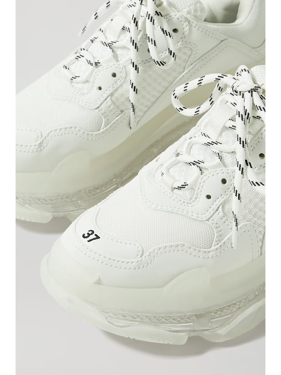 Triple S Clear Sole logo-embroidered leather, nubuck and mesh sneakers Triple S Clear Sole logo-embroidered leather, nubuck and mesh sneakers