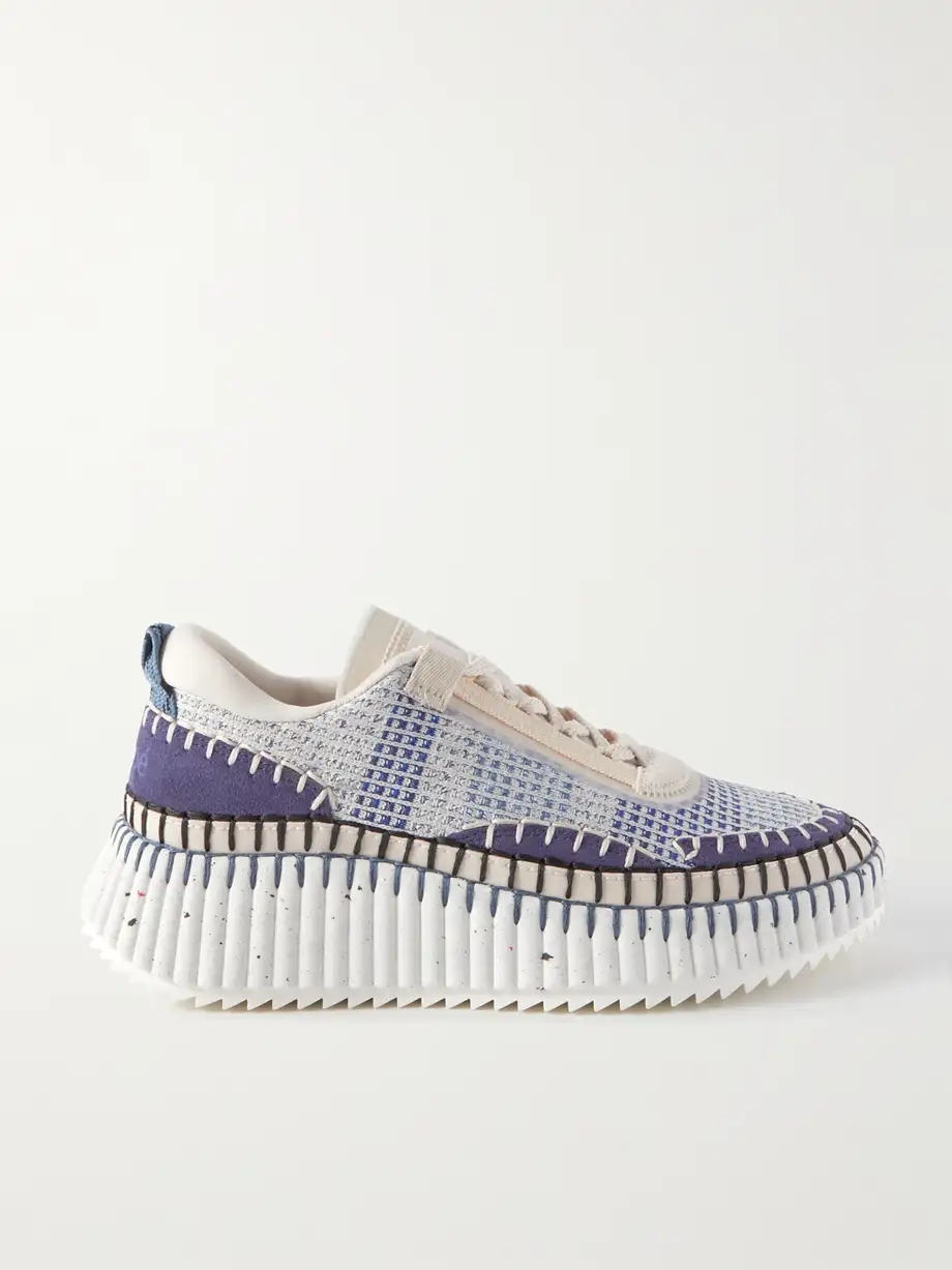 Nama embroidered suede and recycled-mesh sneakers Nama embroidered suede and recycled-mesh sneakers