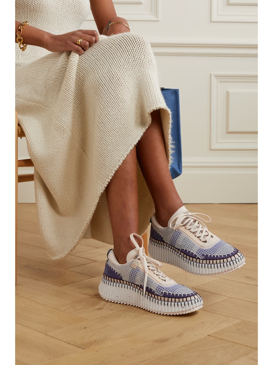 Nama embroidered suede and recycled-mesh sneakers Nama embroidered suede and recycled-mesh sneakers