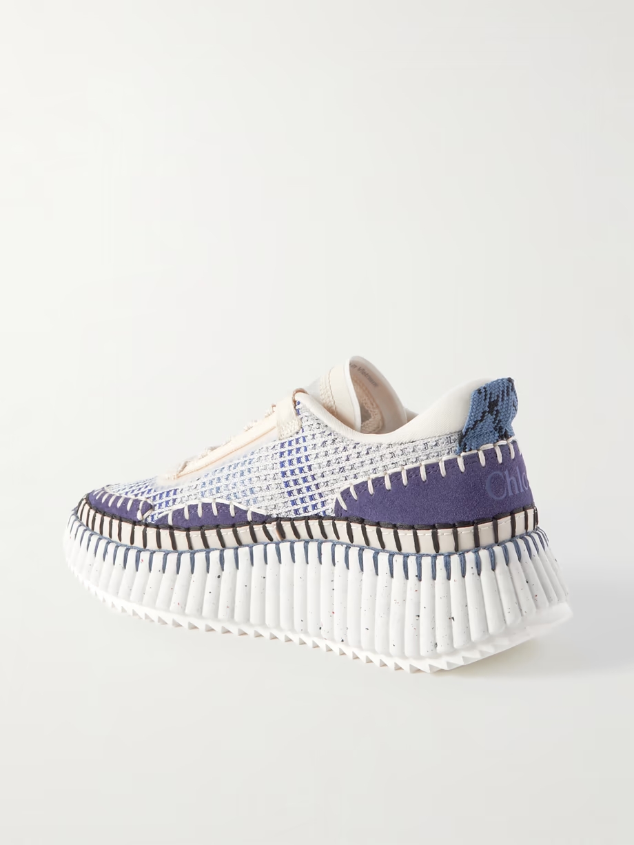 Nama embroidered suede and recycled-mesh sneakers Nama embroidered suede and recycled-mesh sneakers