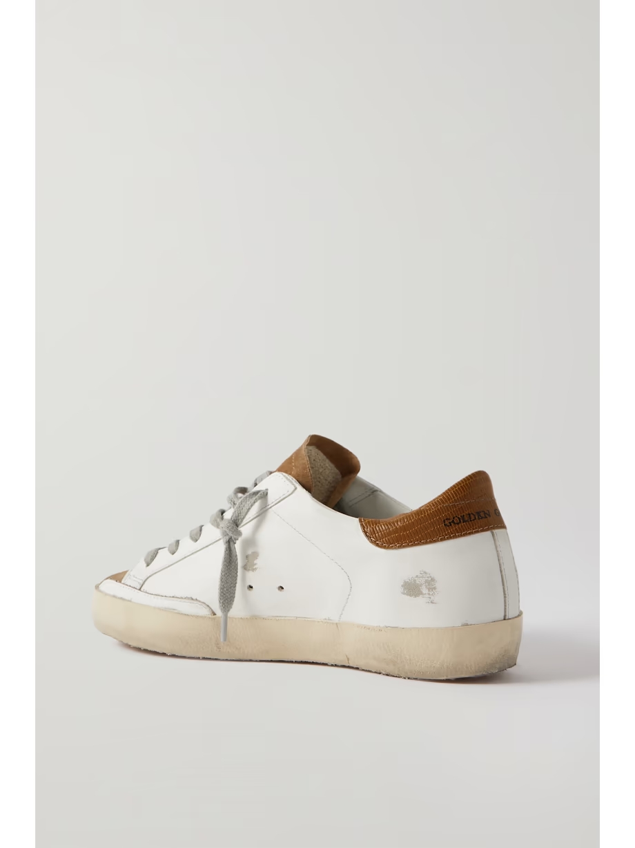 Superstar glittered distressed leather and suede sneakers Superstar glittered distressed leather and suede sneakers