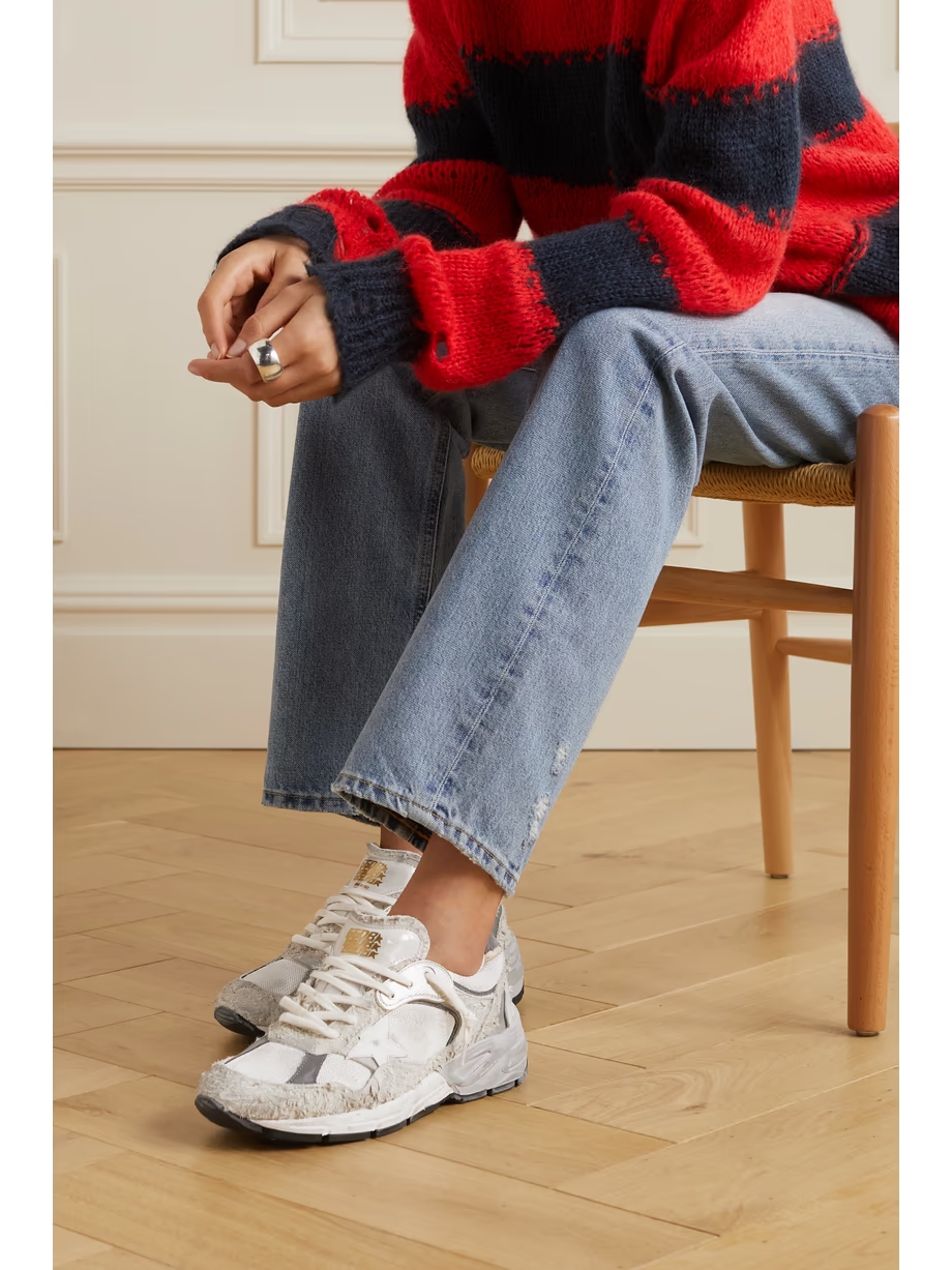 Dad-Star distressed leather-trimmed mesh and suede sneakers Dad-Star distressed leather-trimmed mesh and suede sneakers