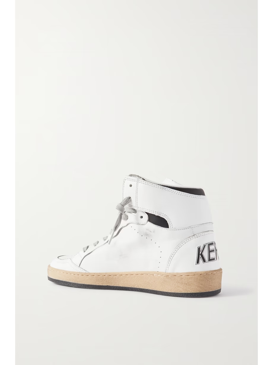 Sky-Star distressed printed leather high-top sneakers Sky-Star distressed printed leather high-top sneakers