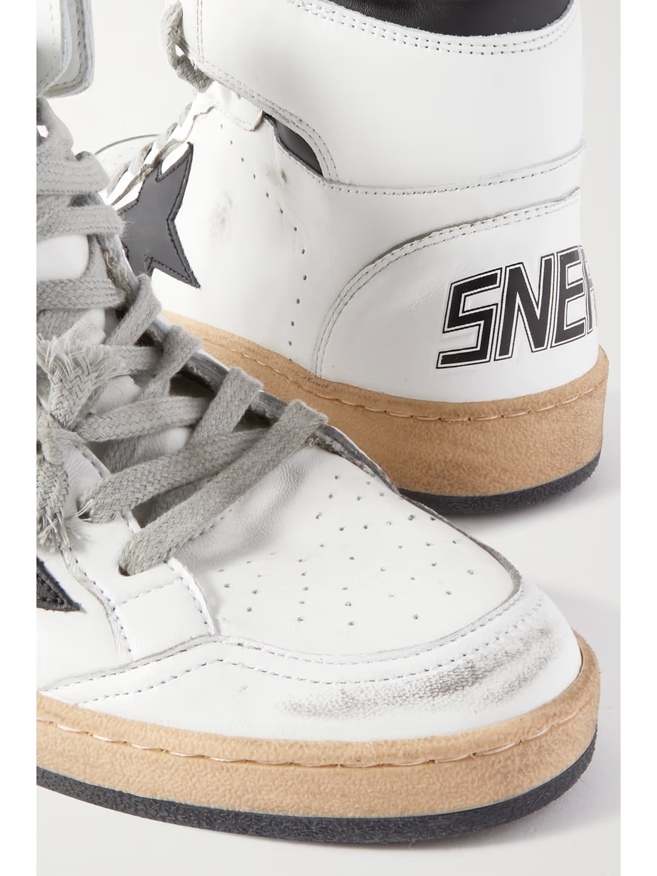 Sky-Star distressed printed leather high-top sneakers Sky-Star distressed printed leather high-top sneakers
