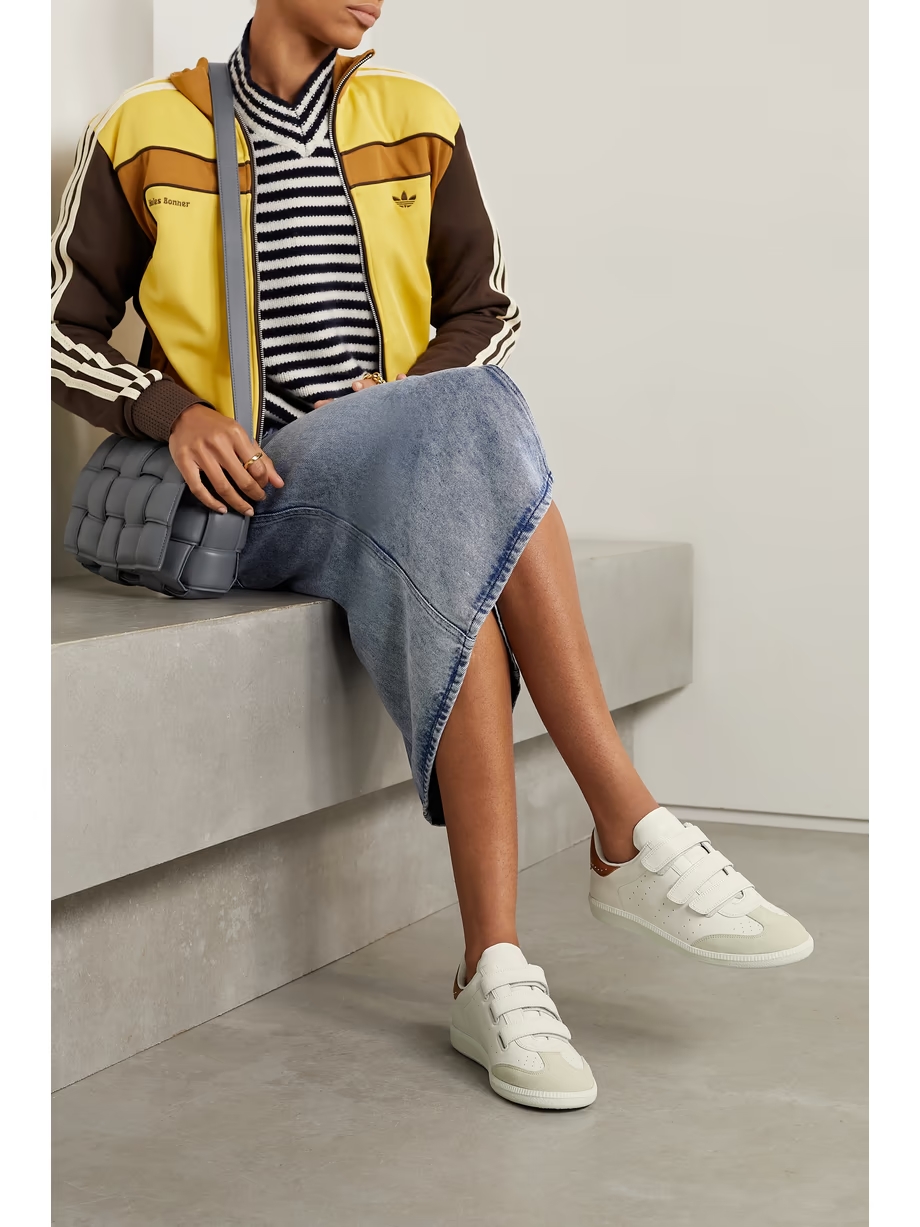 Beth suede-trimmed leather sneakers Beth suede-trimmed leather sneakers
