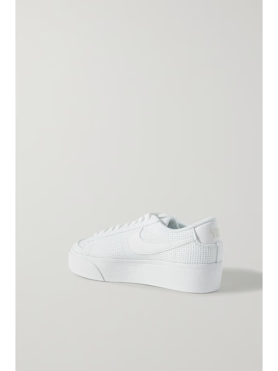 Blazer Low leather-trimmed crocheted platform sneakers Blazer Low leather-trimmed crocheted platform sneakers