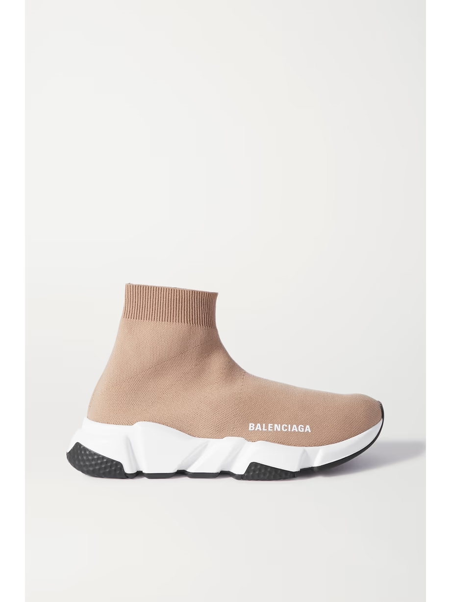 Speed LT logo-print stretch-knit high-top sneakers Speed LT logo-print stretch-knit high-top sneakers