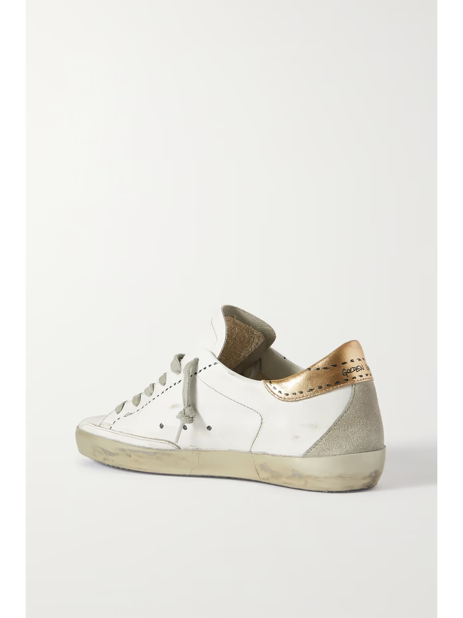 Superstar distressed suede-trimmed printed leather sneakers Superstar distressed suede-trimmed printed leather sneakers