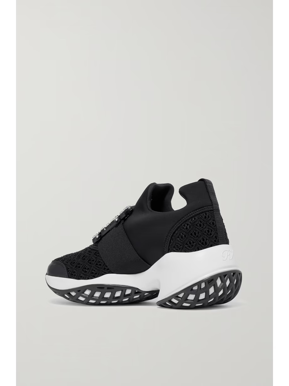 Viv Run crystal-embellished stretch, mesh and leather sneakers Viv Run crystal-embellished stretch, mesh and leather sneakers