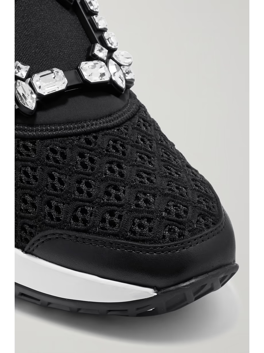 Viv Run crystal-embellished stretch, mesh and leather sneakers Viv Run crystal-embellished stretch, mesh and leather sneakers