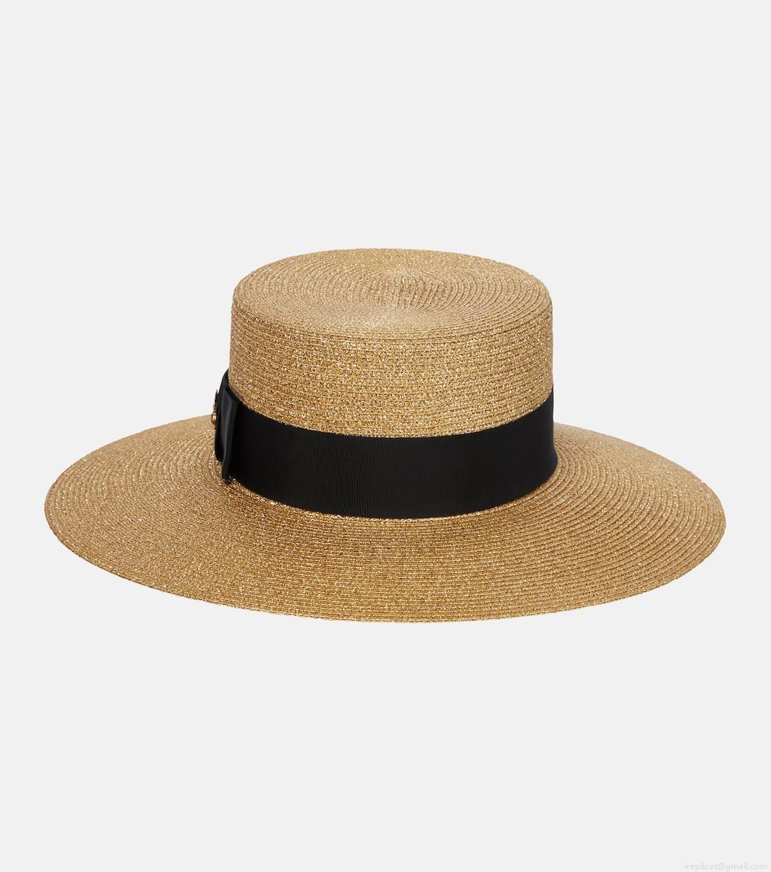GucciEmbellished lamé straw hat GucciEmbellished lamé straw hat