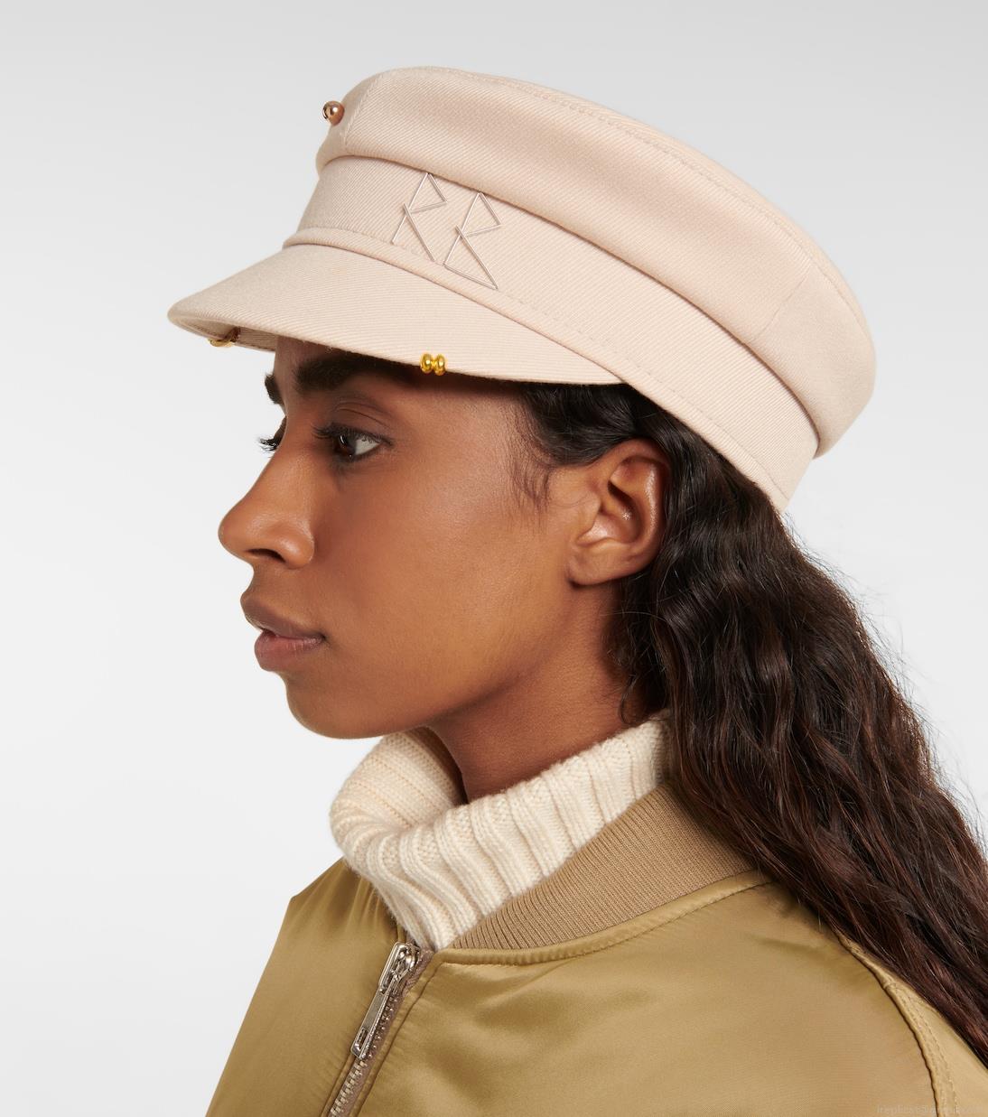 Ruslan BaginskiyEmbellished twill baker boy hat Ruslan BaginskiyEmbellished twill baker boy hat
