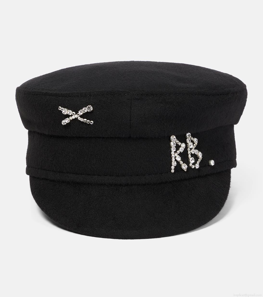 Ruslan BaginskiyEmbellished wool baker boy cap Ruslan BaginskiyEmbellished wool baker boy cap