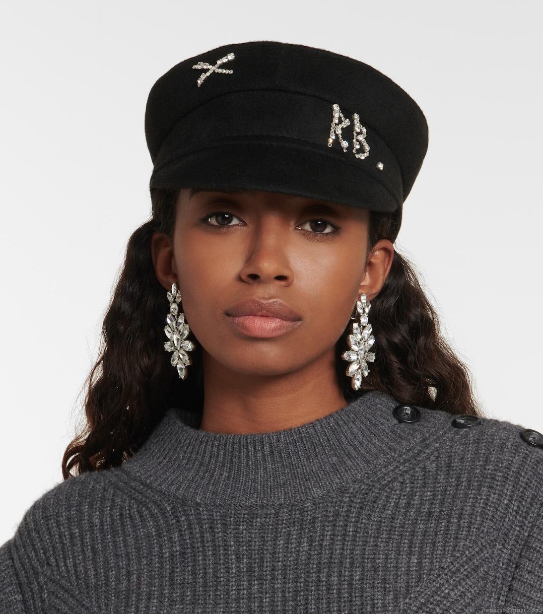 Ruslan BaginskiyEmbellished wool baker boy cap Ruslan BaginskiyEmbellished wool baker boy cap