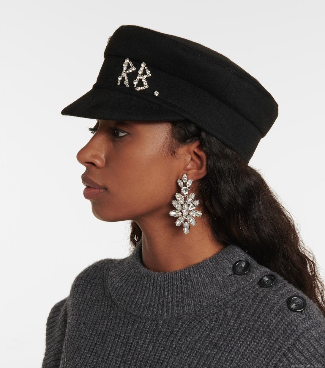 Ruslan BaginskiyEmbellished wool baker boy cap Ruslan BaginskiyEmbellished wool baker boy cap