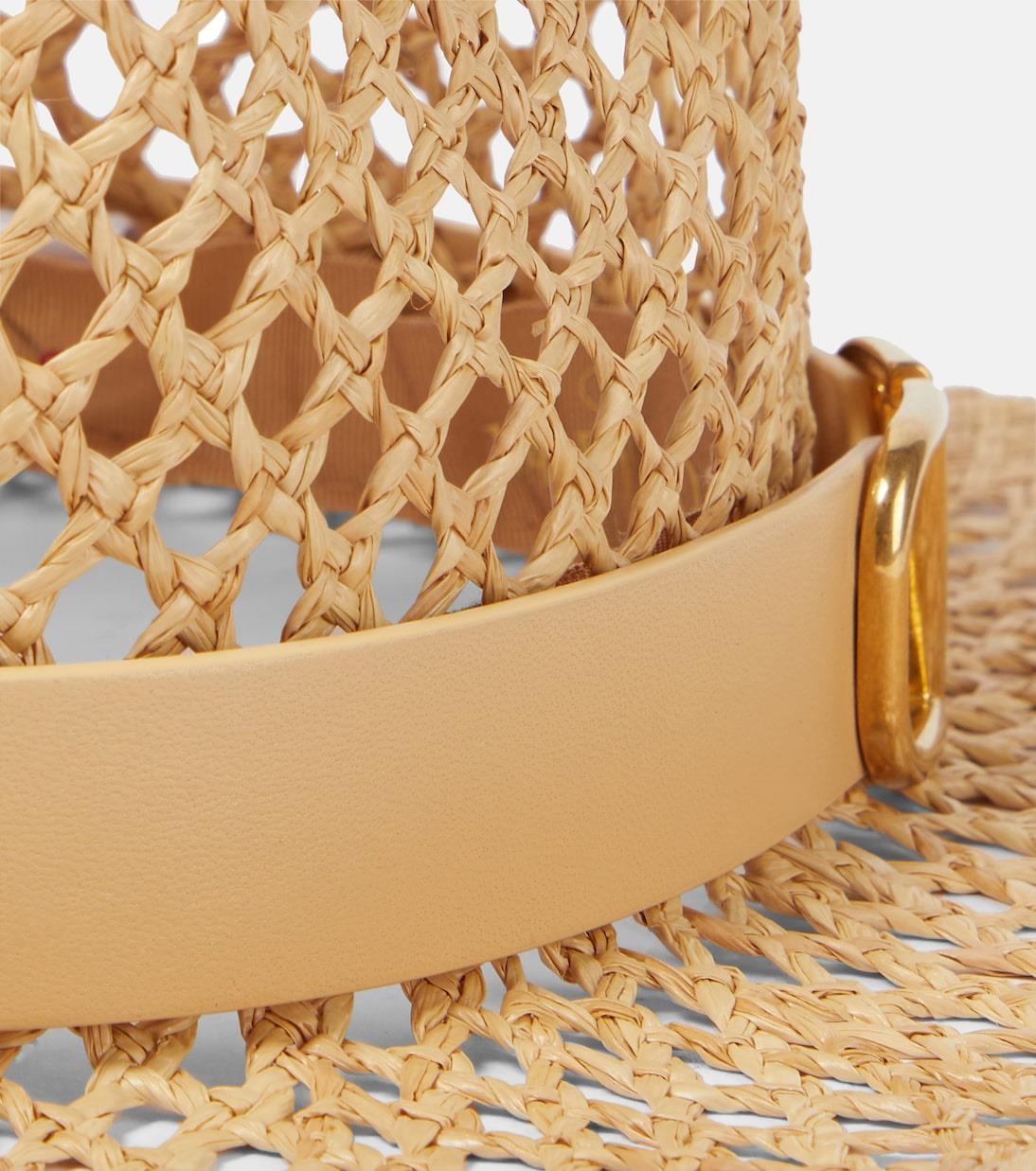 ValentinoVLogo leather-trimmed straw hat ValentinoVLogo leather-trimmed straw hat