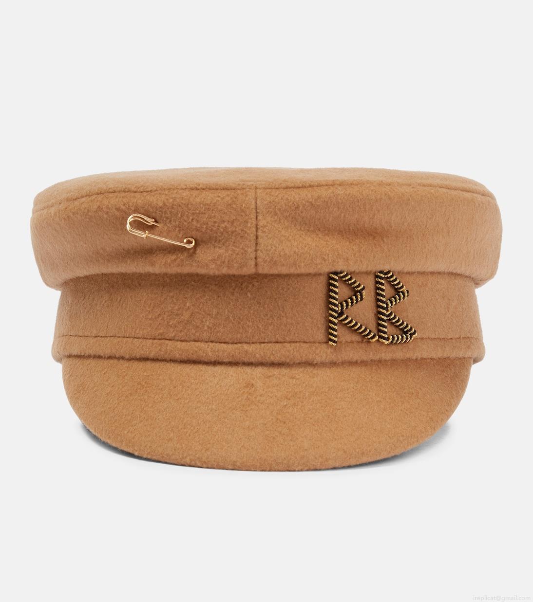 Ruslan BaginskiyEmbroidered wool baker boy hat Ruslan BaginskiyEmbroidered wool baker boy hat