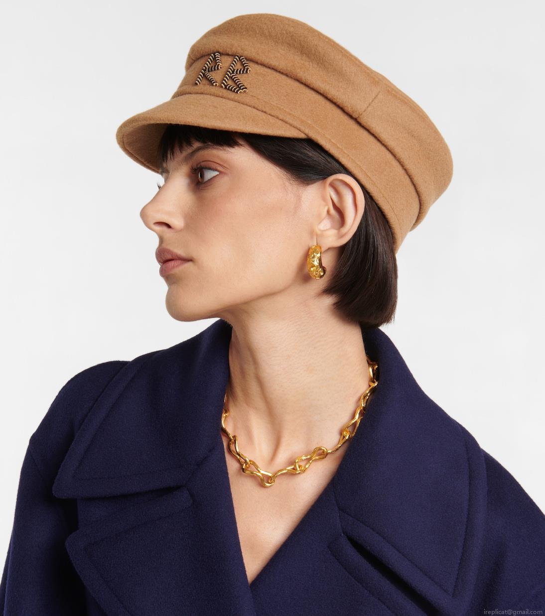 Ruslan BaginskiyEmbroidered wool baker boy hat Ruslan BaginskiyEmbroidered wool baker boy hat