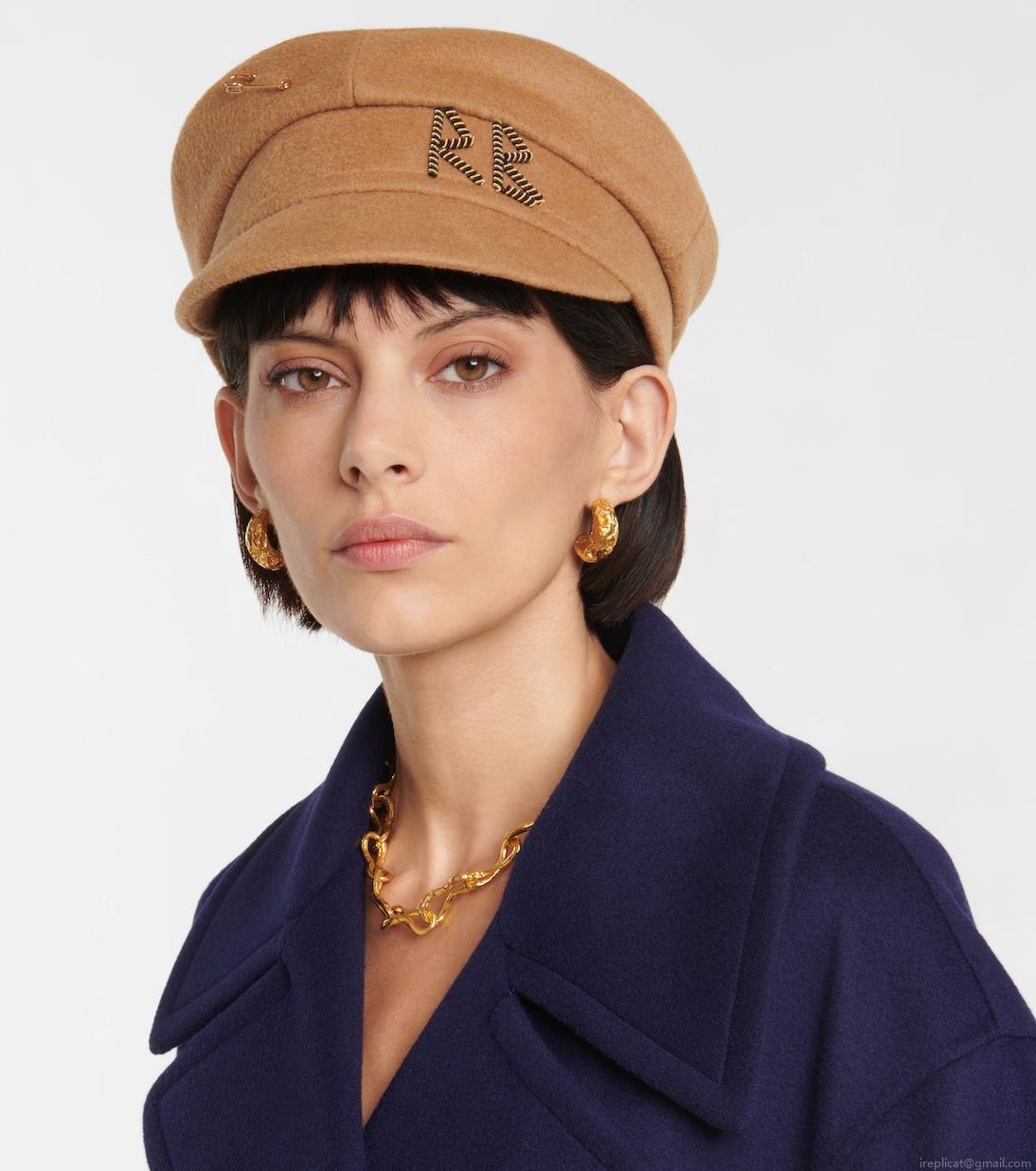 Ruslan BaginskiyEmbroidered wool baker boy hat Ruslan BaginskiyEmbroidered wool baker boy hat