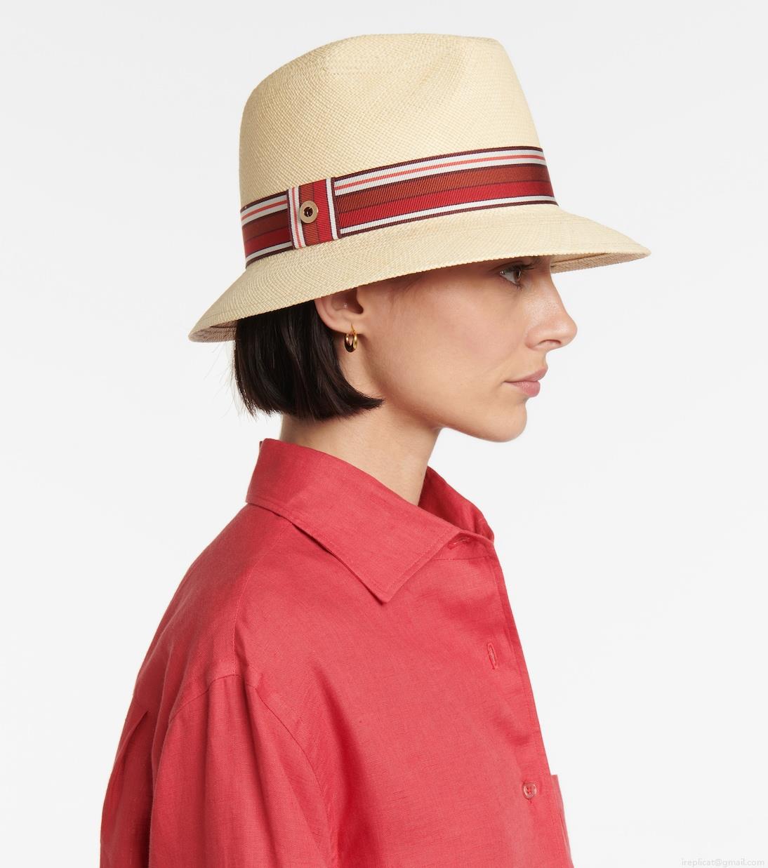 Loro PianaThe Suitcase Stripe Ingrid straw panama hat Loro PianaThe Suitcase Stripe Ingrid straw panama hat