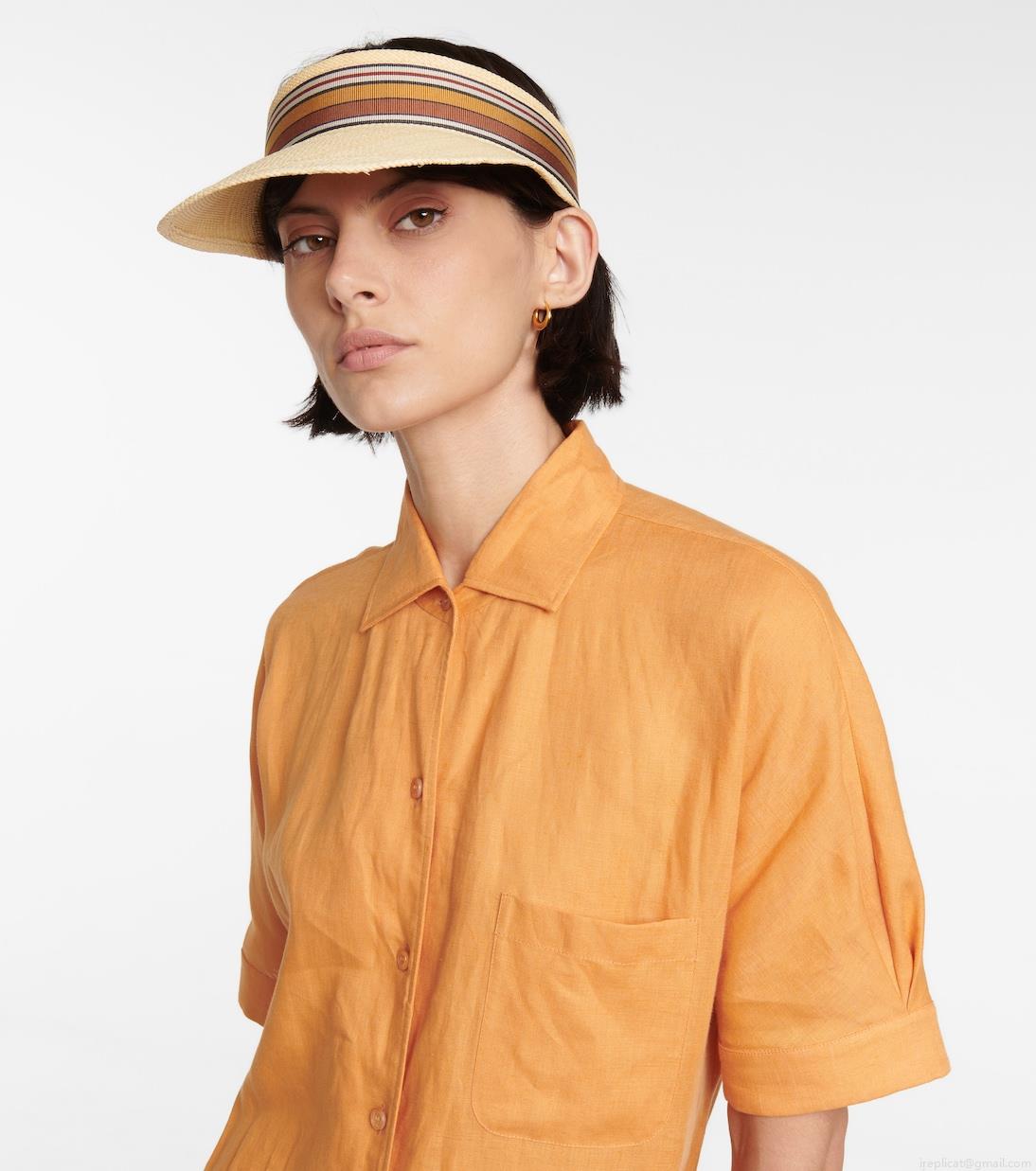 Loro PianaThe Suitcase Stripe straw visor Loro PianaThe Suitcase Stripe straw visor