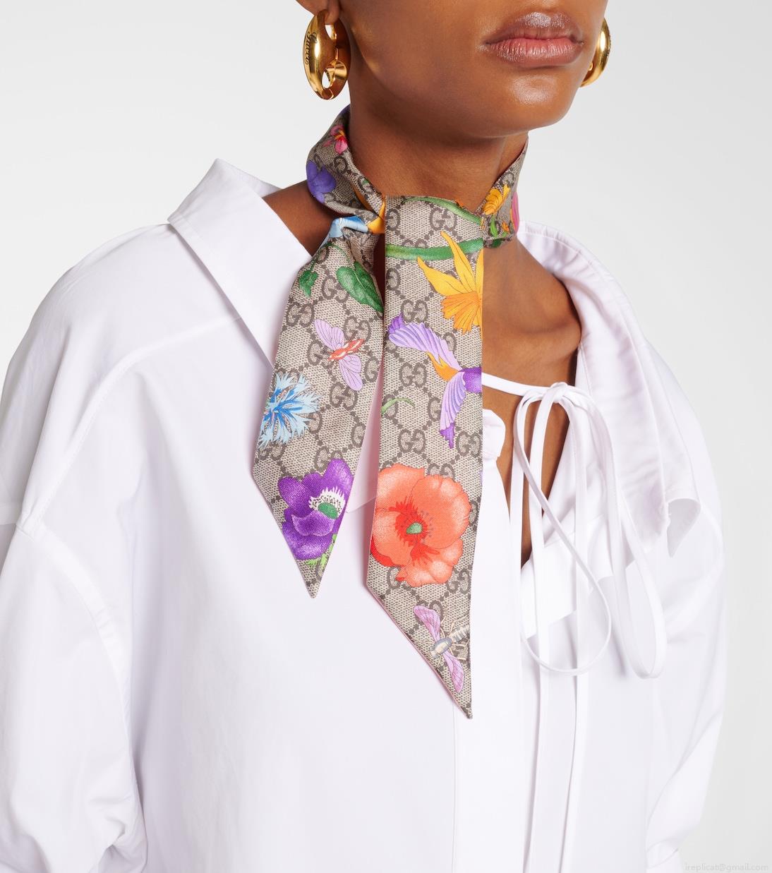 GucciGG Flora silk neck tie GucciGG Flora silk neck tie