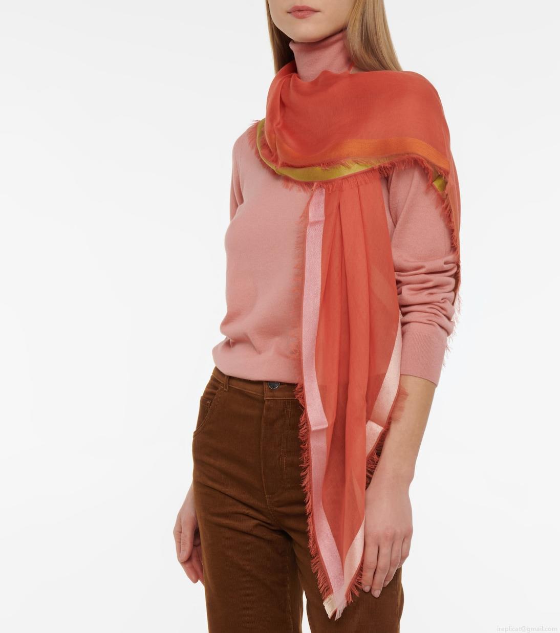 Loro PianaQuadrata silk-trimmed cotton scarf Loro PianaQuadrata silk-trimmed cotton scarf