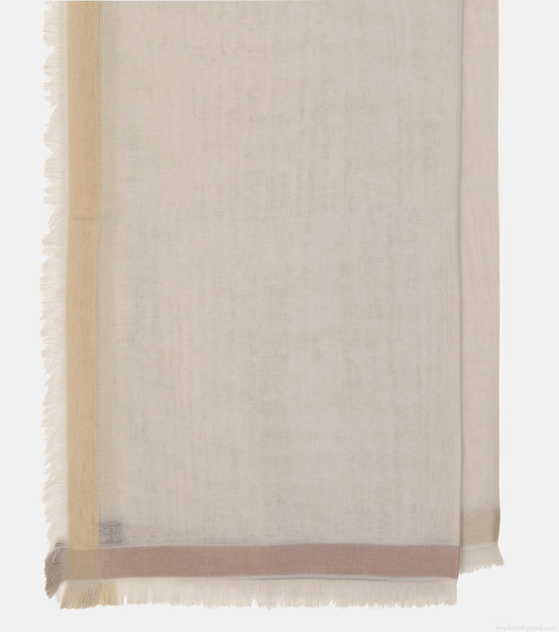 Loro PianaQuadrata silk-trimmed cotton scarf Loro PianaQuadrata silk-trimmed cotton scarf