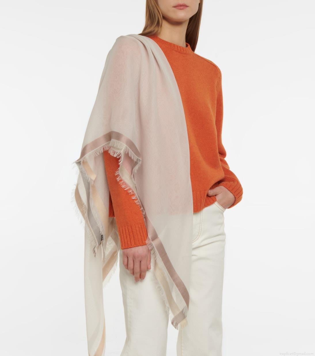 Loro PianaQuadrata silk-trimmed cotton scarf Loro PianaQuadrata silk-trimmed cotton scarf