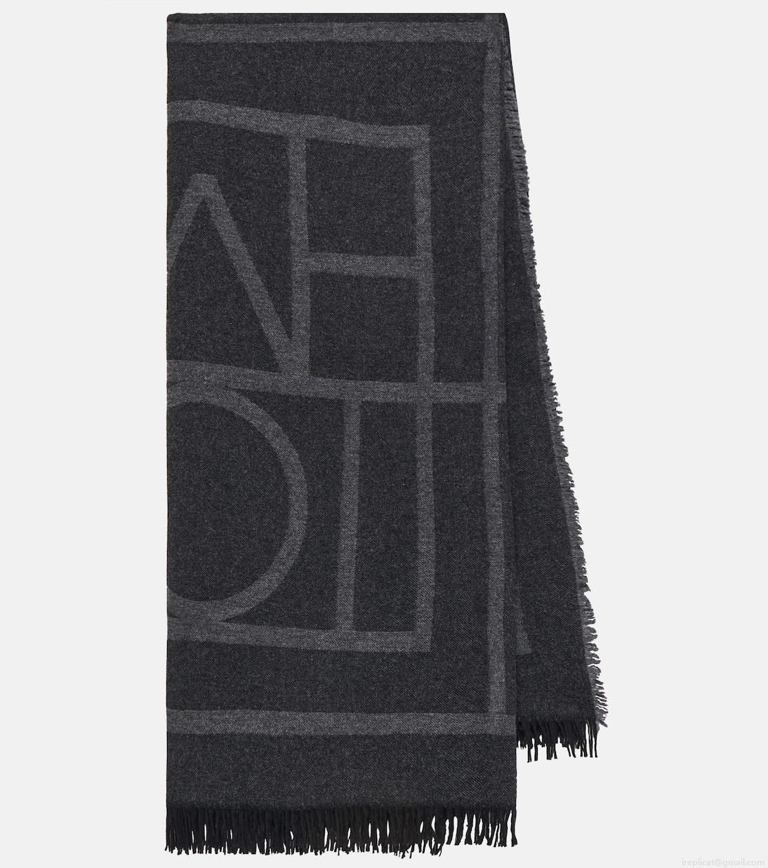 TotemeLogo wool and cashmere scarf TotemeLogo wool and cashmere scarf