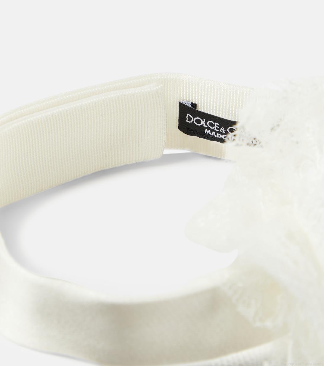 Dolce&GabbanaFloral-appliqué lace-trimmed choker Dolce&GabbanaFloral-appliqué lace-trimmed choker