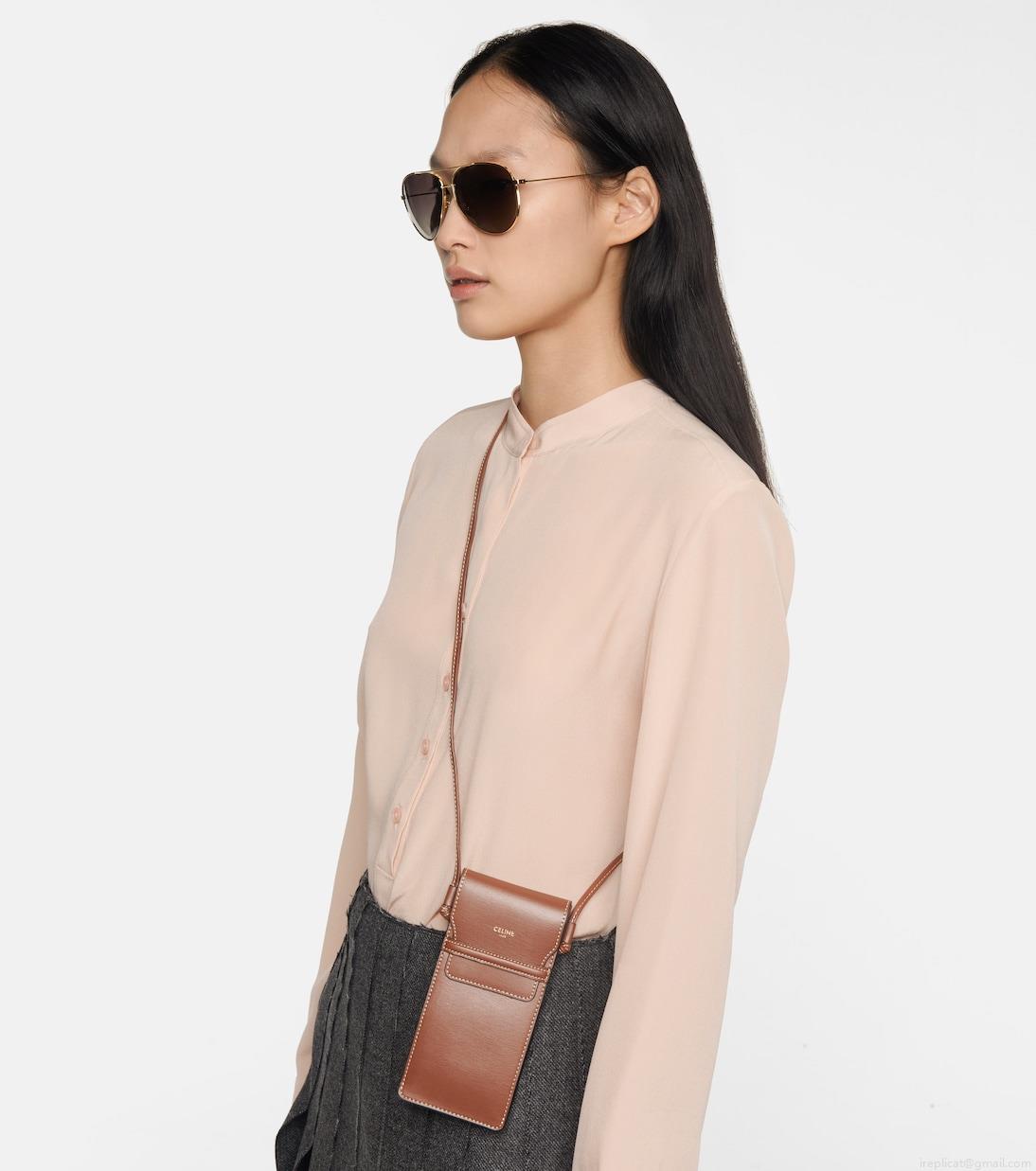 Celine EyewearAviator sunglasses with leather pouch Celine EyewearAviator sunglasses with leather pouch