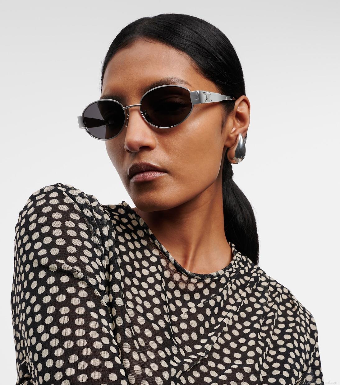 Celine EyewearTriomphe oval metal sunglasses Celine EyewearTriomphe oval metal sunglasses