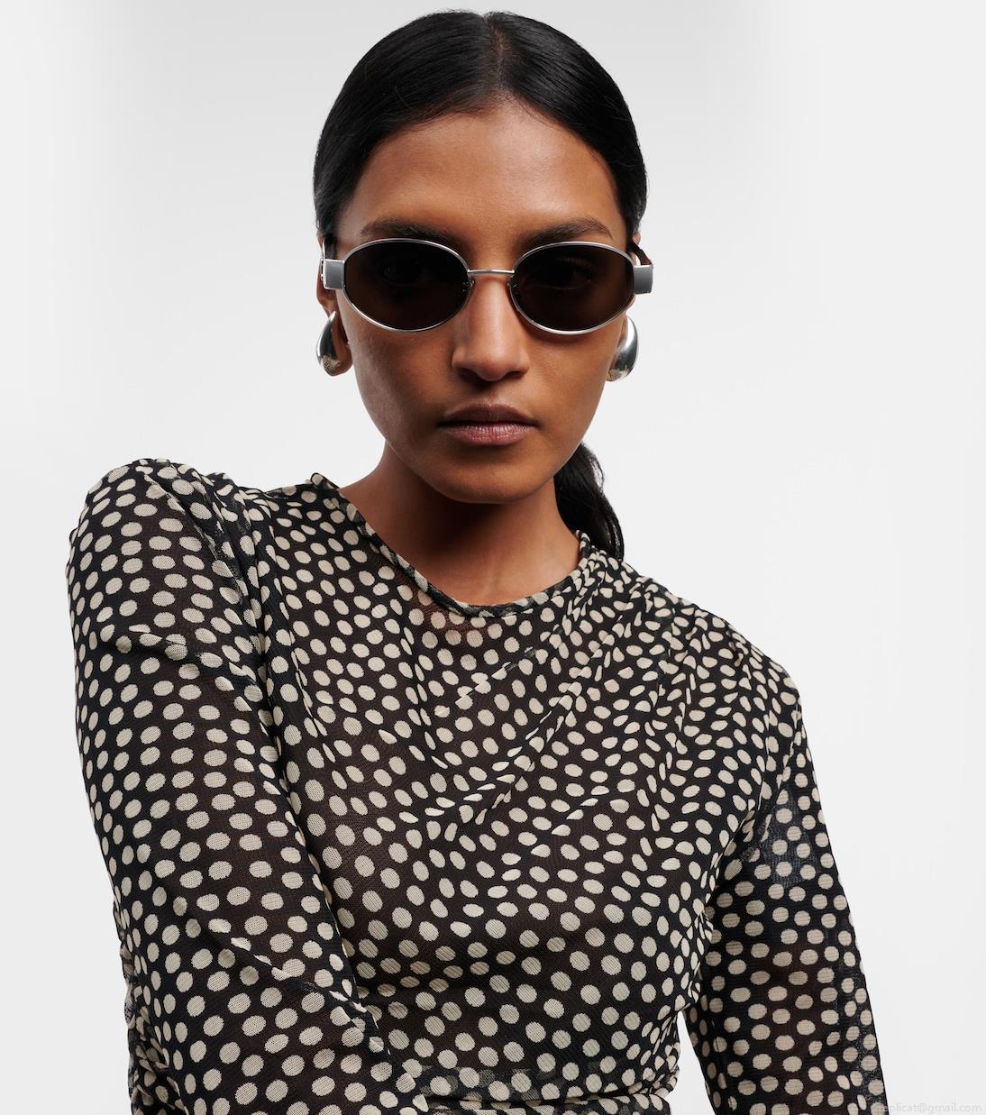 Celine EyewearTriomphe oval metal sunglasses Celine EyewearTriomphe oval metal sunglasses