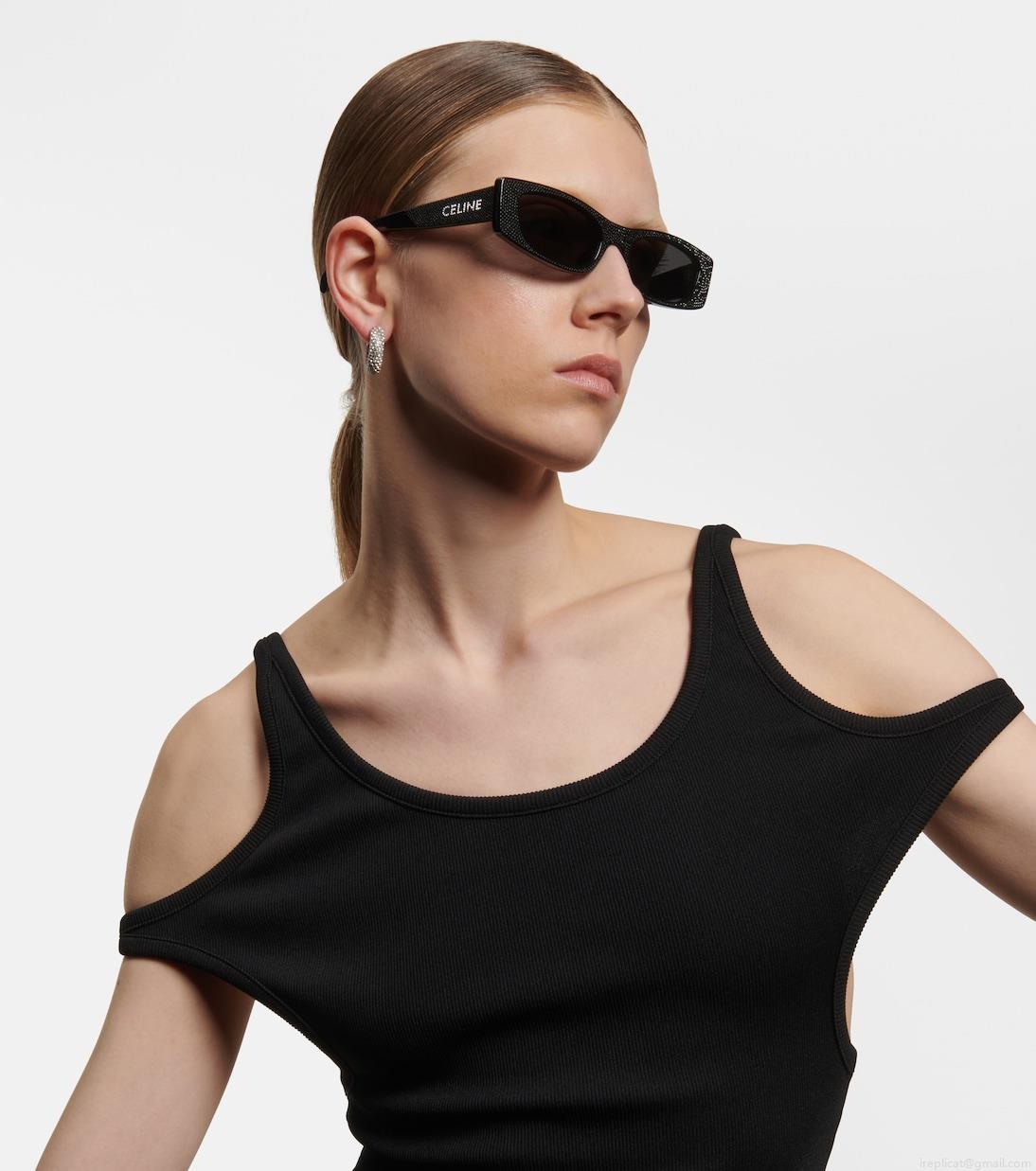 Celine EyewearEmbellished rectangular sunglasses Celine EyewearEmbellished rectangular sunglasses